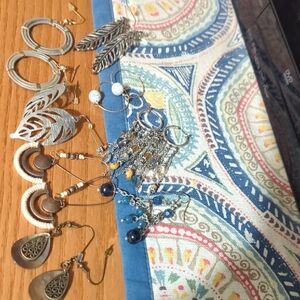 Silver and Gold Leaf Dangle Earrings